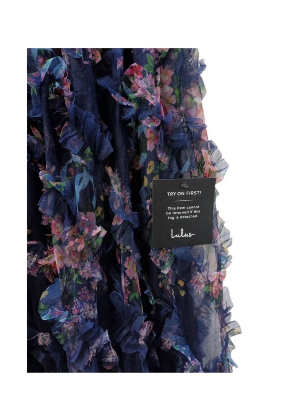 Lulu's Navy Strapless Floral Midi Dress - Picture 3 of 8